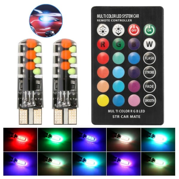 ⁦Ampoules LED RGB T10 avec Télécommande – 16 Couleurs & Effets Dynamiques⁩ - الصورة ⁦4⁩