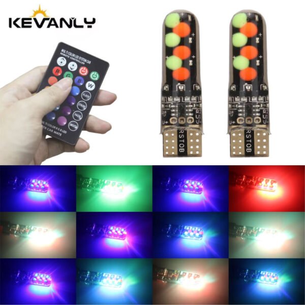 ⁦Ampoules LED RGB T10 avec Télécommande – 16 Couleurs & Effets Dynamiques⁩ - الصورة ⁦2⁩