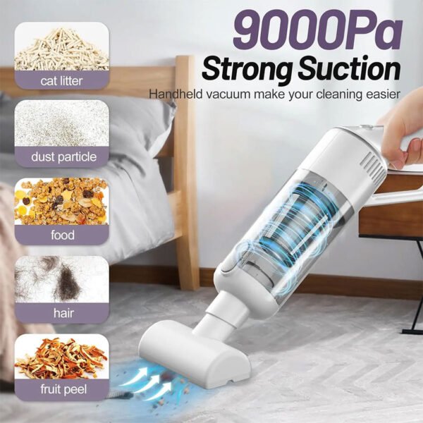 ⁦Aspirateur à Main Sans Fil 10 000 Pa – Haute Puissance & Silencieux⁩ - الصورة ⁦5⁩