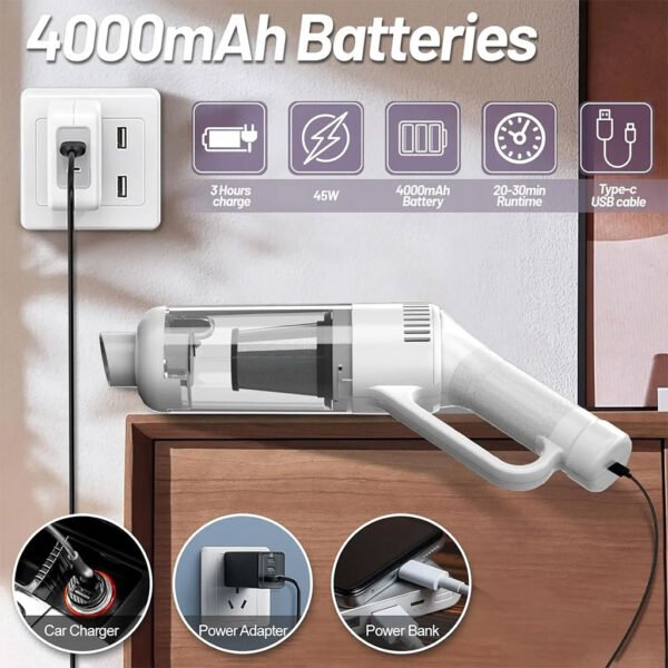 ⁦Aspirateur à Main Sans Fil 10 000 Pa – Haute Puissance & Silencieux⁩ - الصورة ⁦4⁩