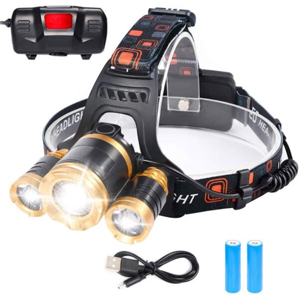 ⁦Lampe Frontale LED 6000K USB Rechargeable – مصباح رأس  قابل لإعادة الشحن⁩ - الصورة ⁦2⁩