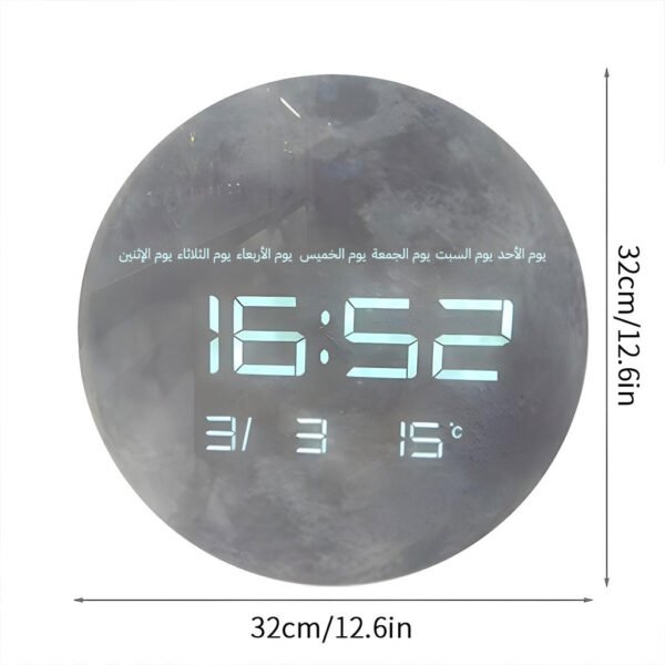 ⁦Horloge Murale LED 13" avec Température et Calendrier⁩ - الصورة ⁦7⁩