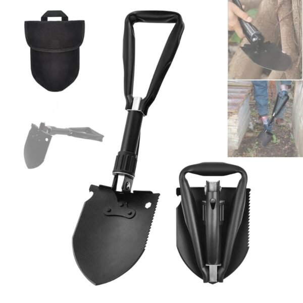 Pelle de Camping Pliante en Acier Carbone – Compacte, Multifonction et Ultra Résistante