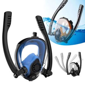 Masque de Plongée Intégral 180° avec Double Tubes Anti-Buée – قناع غوص احترافي بزاوية رؤية واسعة