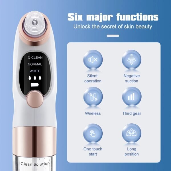 ⁦Aspirateur Points Noirs Visage à 3 Vitesses avec 6 Têtes – جهاز شفط الرؤوس السوداء⁩ - الصورة ⁦3⁩