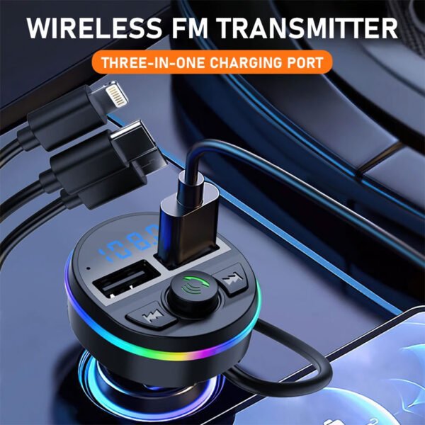 ⁦Transmetteur Bluetooth Voiture avec Charge Rapide, Appels Mains Libres et Lecture Multi-Sources⁩ - الصورة ⁦5⁩