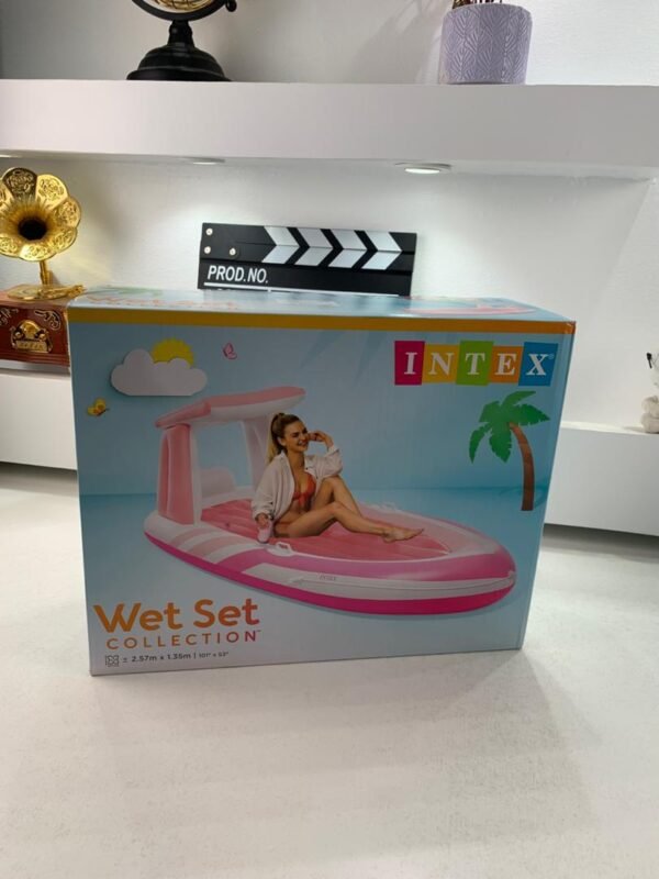 ⁦Matelas Gonflable Pink Paradise avec Toit et Porte-Gobelet Intex 57804EU – فرشة هوائية حجم كبير⁩ - الصورة ⁦4⁩