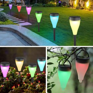 Lampes Solaires Jardin 7 Couleurs – Pack 6, Étanches, 3 Modes, 18h d'Éclairage
