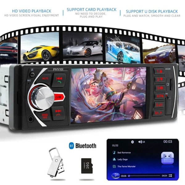 ⁦Autoradio Multimédia 4.1" avec Bluetooth et Support Caméra de Recul⁩ - الصورة ⁦4⁩