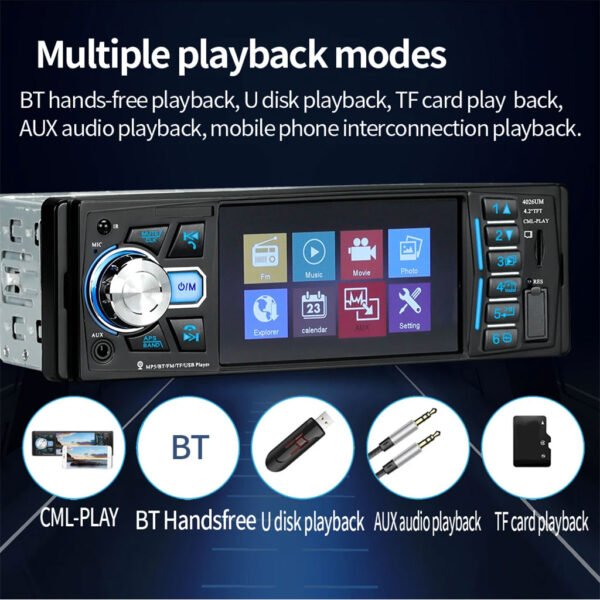 ⁦Autoradio Multimédia 4.1" avec Bluetooth et Support Caméra de Recul⁩ - الصورة ⁦7⁩