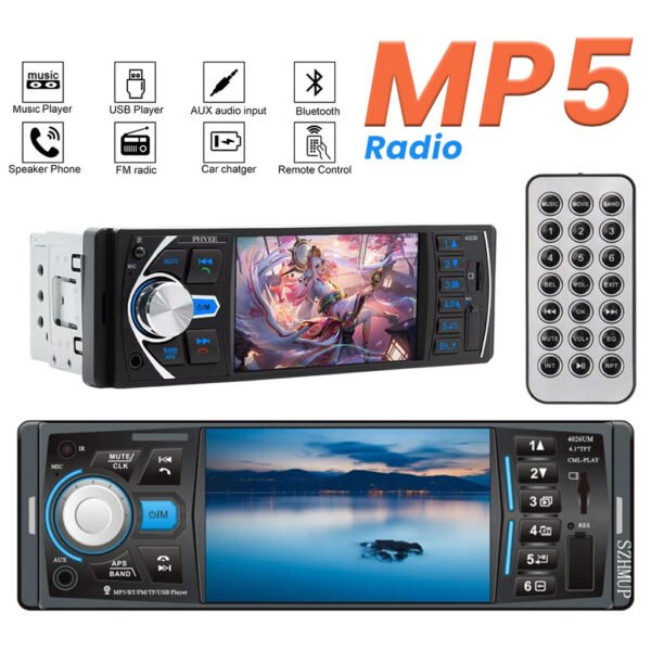 Autoradio Multimédia 4.1" avec Bluetooth et Support Caméra de Recul