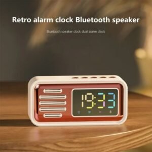 Réveil Bluetooth Rétro Étanche avec Haut-Parleur & Longue Autonomie