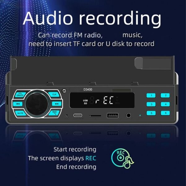 ⁦Autoradio Bluetooth LED Multicolore – Appels Mains Libres & Son Haute Qualité⁩ - الصورة ⁦4⁩