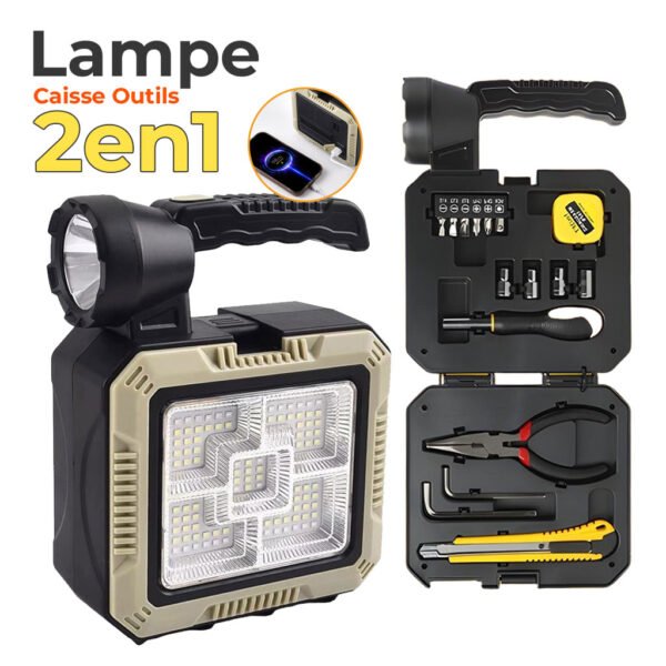 Lampe Solaire Portable avec Kit de Tournevis et Outils – مصباح شمسي محمول مع طقم مفكات وأدوات