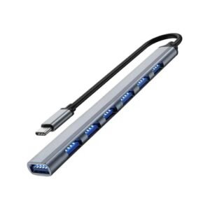 Hub USB-C 7-en-1 Ultra Plat en Aluminium – 7 Ports USB 2.0