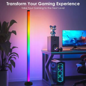 Lampadaire LED d’Angle RGB avec Télécommande et Synchronisation Musique