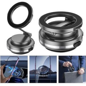 Support Magnétique Pliable avec Ventouse Puissante – Réglable & Portable