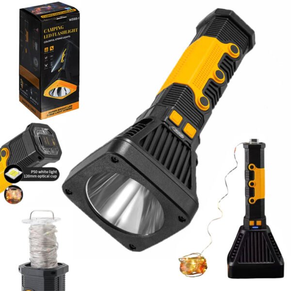 ⁦Torche LED avec Power Bank et guirlande RGB de 10 m مصباح طورش مع بطارية خارجية وسلك إضاءة⁩ - الصورة ⁦6⁩