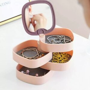 Boîte à Bijoux Rotative avec Miroir – Design Moderne et Multifonctionnel
