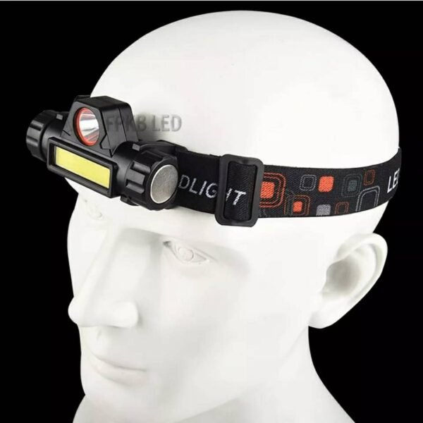 ⁦Lampe Frontale LED Compacte 6 Modes – Rechargeable et Étanche⁩ - الصورة ⁦2⁩