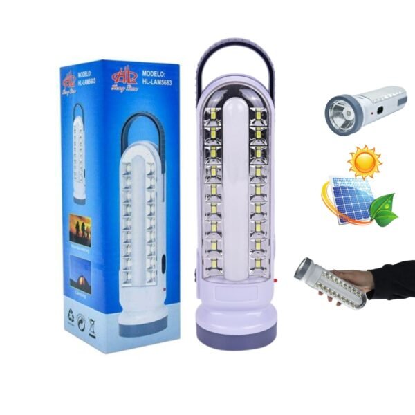 Lampe LED Solaire Rechargeable – 19 LED, 2 Modes, Batterie 1200 mAh