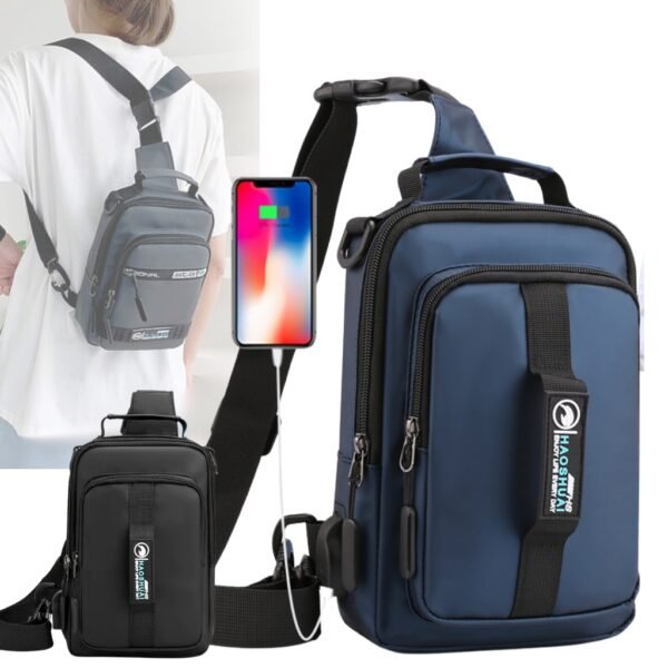 ⁦Sacoche Oxford imperméable multifonctionnel avec Sortie De charge usb⁩ - الصورة ⁦2⁩