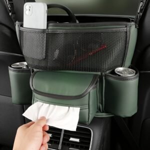 Organisateur de Siège Voiture en Cuir Nappa – Noir/Vert