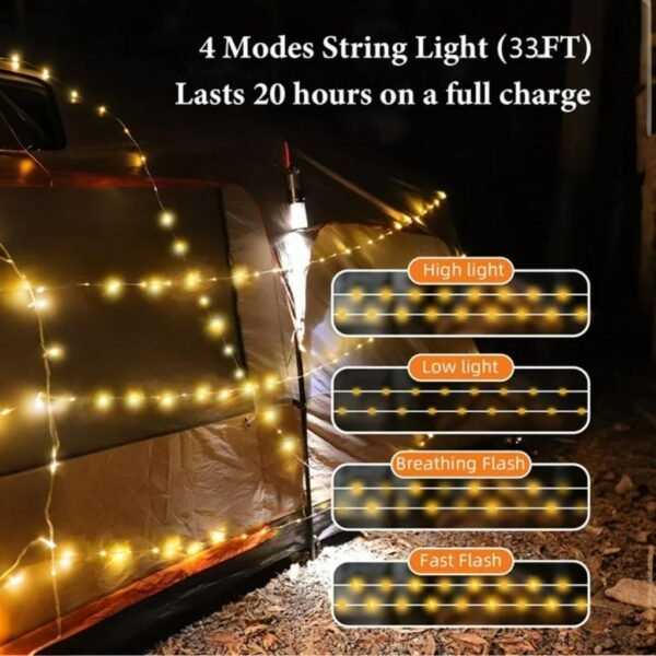 ⁦Guirlande LED Rechargeable 4-en-1 Étanche IPX4 سلسلة أضواء  قابلة لإعادة الشحن مقاومة للماء⁩ - الصورة ⁦7⁩