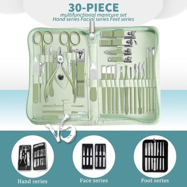 Kit Manucure 30 Pièces en Acier Inoxydable – Étui Luxe et Soin Complet