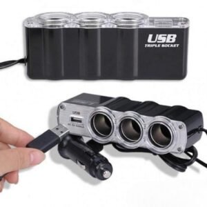 Chargeur Allume-Cigare Voiture 3 Prises avec Port USB – WF-0096