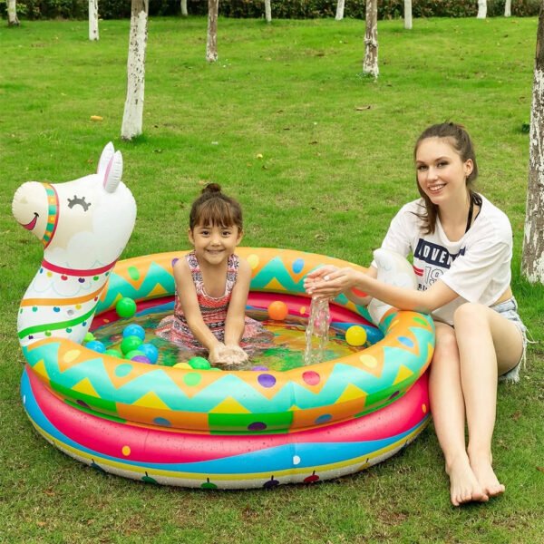 ⁦Pack de 2 Piscines Gonflables pour Enfants – Licorne & Lama | طقم مسبحين قابلين للنفخ للأطفال بشكل يونيكورن ولاما⁩ - الصورة ⁦4⁩