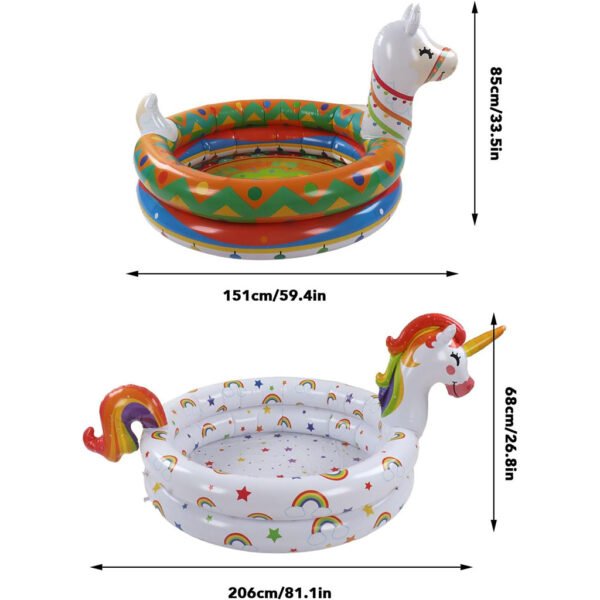 ⁦Pack de 2 Piscines Gonflables pour Enfants – Licorne & Lama | طقم مسبحين قابلين للنفخ للأطفال بشكل يونيكورن ولاما⁩ - الصورة ⁦6⁩