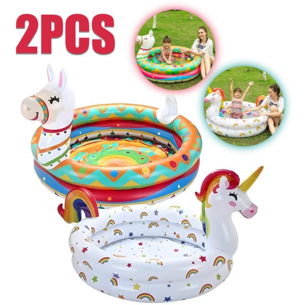 ⁦Pack de 2 Piscines Gonflables pour Enfants – Licorne & Lama | طقم مسبحين قابلين للنفخ للأطفال بشكل يونيكورن ولاما⁩ - الصورة ⁦3⁩
