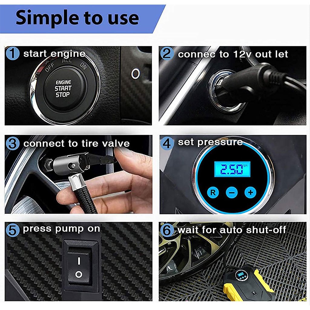 Compresseur d’Air Portatif CARSUN – Gonfleur d’Automobile 12V - الصورة 5