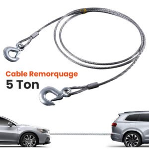Câble de Remorquage Voiture – Capacité 5 Tonnes
