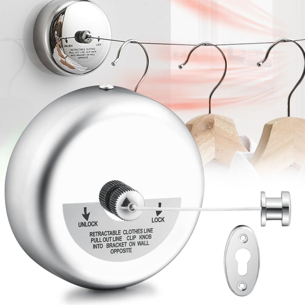 Corde à Linge Rétractable en Acier Inoxydable 3m