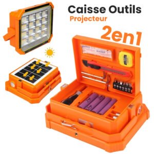 Projecteur LED Solaire rechargeable multifonction – puissance et outils dans un seul appareil