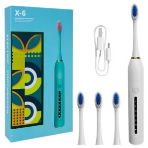 Brosse à Dents Électrique Étanche Luckky IPX7 4 Têtes Incluses