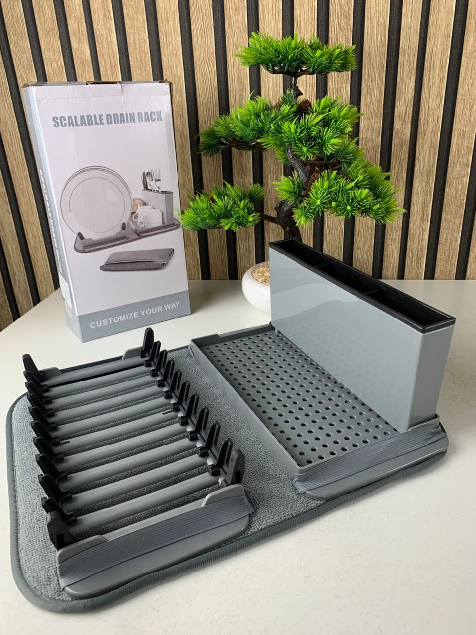 Égouttoir à vaisselle compact avec tapis absorbant - الصورة 2