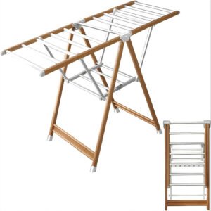 Étendoir à linge pliable en aluminium avec roulettes – Grande capacité