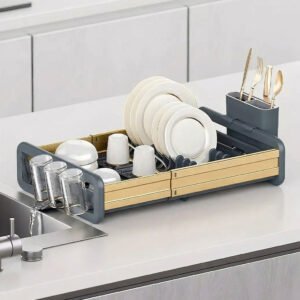 Égouttoir à Vaisselle Extensible en Aluminium – Gain de Place et Organisation Intelligente