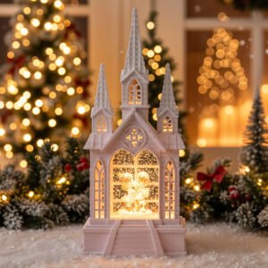 Château à neige lumineux – Décoration Élégante et Ambiance Magique