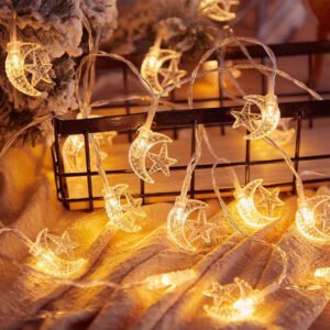 Guirlande LED Lune et Étoiles – Ambiance Magique et Chaleureuse