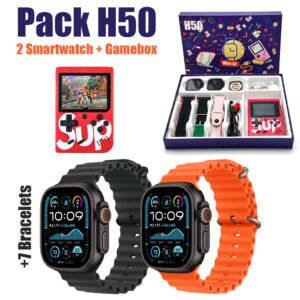 Pack 2 Smartwatch Ultra X2 avec 7 Bracelets et SUP Gamebox 400 Jeux