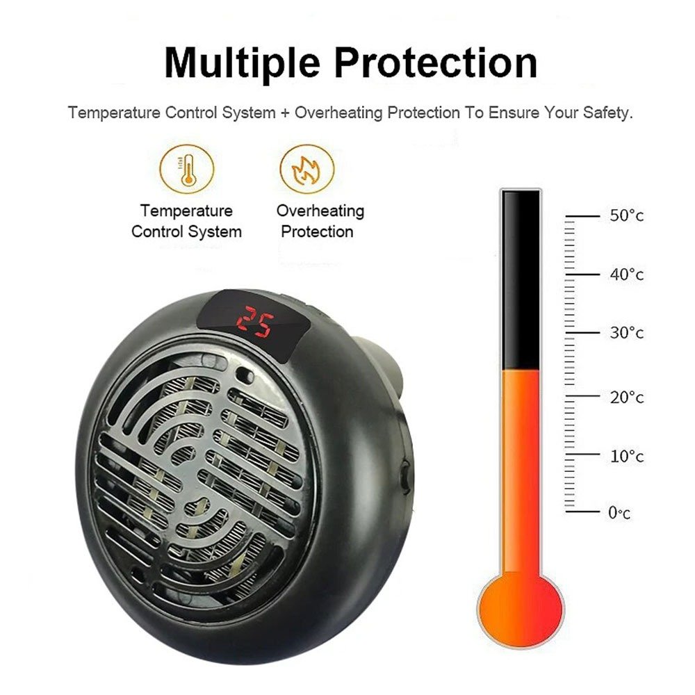 Mini Chauffage soufflant portable 900W – Chauffage rapide et intelligent - الصورة 3